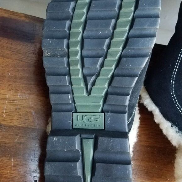 UGG Australia Black Hampton Suede Sheepskin Side Zip Clog Mule Slipper Size 7 - Picture 11 of 14